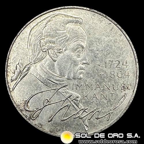 	NA1 - ALEMANIA - 5 MARK - 1974 - Subject: 250th Anniversary - Birth of Immanuel Kent - MONEDA DE PLATA