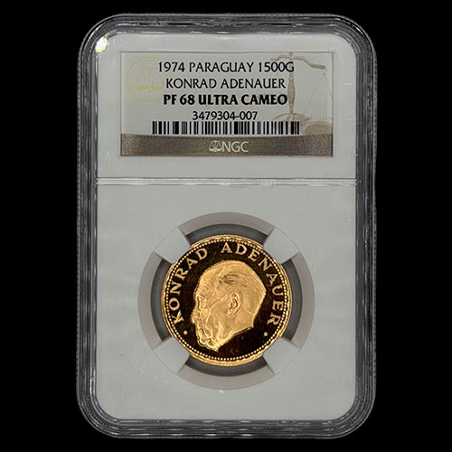 STAL - PARAGUAY - PM 157 - 1.500 GUARANIES, 1974 - Motivo: KONRAD ADENAUER - MONEDAS CONMEMORATIVAS DE ORO