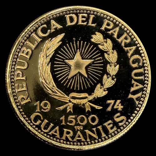 STAL - PARAGUAY - PM 151 - 1.500 GUARANIES, 1974 - Motivo: ALBERT EINSTEIN - MONEDAS CONMEMORATIVAS DE ORO
