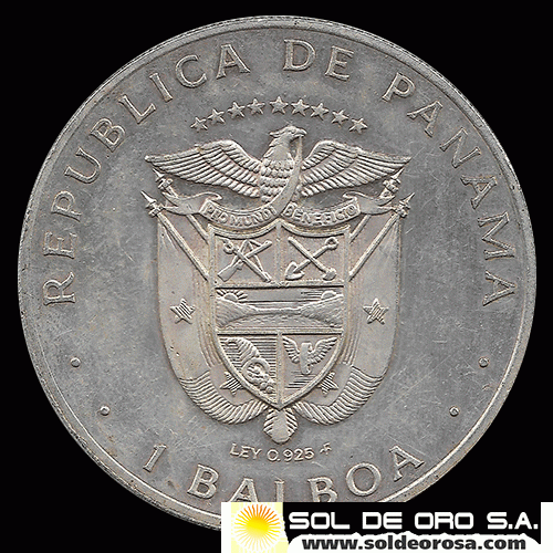 REPUBLICA DE PANAMA - UN BALBOA - 1975 - VASCO NUNEZ DE BALBOA - MONEDA DE PLATA