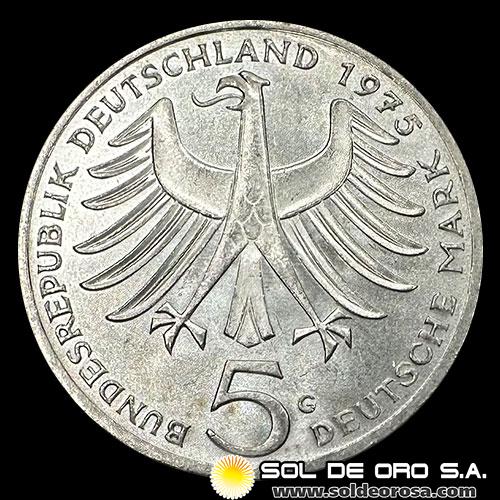 NA1 - ALEMANIA - 5 MARK - 1975 - Subject: Centenary - Birth of Albert Schweitzer - MONEDA DE PLATA