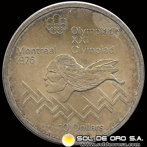53 - CANADA - OLIMPIADAS MONTREAL 1976 - 10 DOLLARS, 1973 - MONEDA DE PLATA