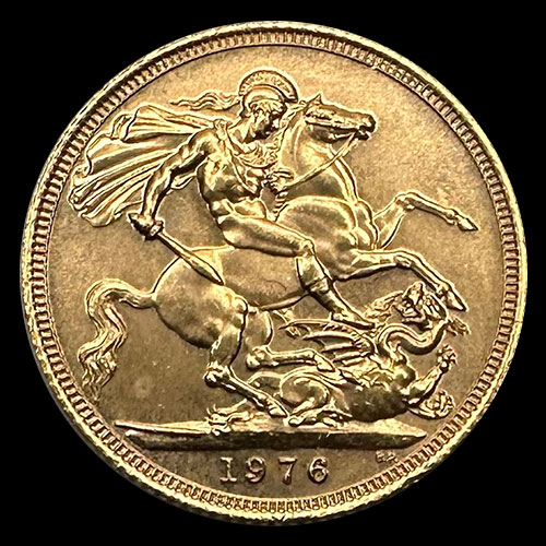 INGLATERRA - SOVEREIGN, LIBRA INGLESA (ELIZABETH II - CORONADA) - 1976 - MONEDA DE ORO