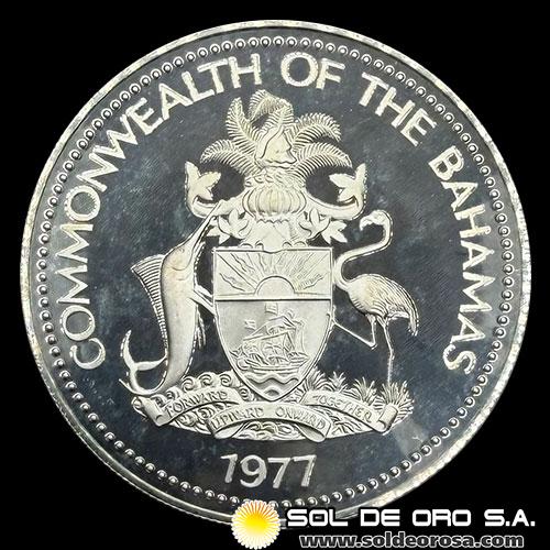 NA1 - COMMONWEALTH OF BAHAMAS - 2 DOLLARS, 1977 - FLAMENCOS - ELIZABETH II - MONEDA DE PLATA