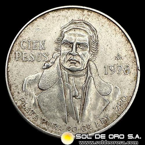 NA4 - MEXICO - 100 PESOS, 1978 - MORELOS - MONEDA DE PLATA
