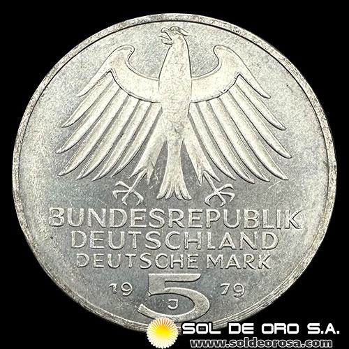 	NA1 - ALEMANIA - 5 MARK - 1979 - Subject: 150th Anniversary - German Archaeological Institute - MONEDA DE PLATA