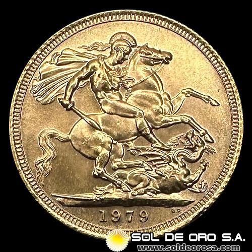 INGLATERRA - SOVEREIGN, LIBRA INGLESA (ELIZABETH II - CORONADA) - 1979 - MONEDA DE ORO