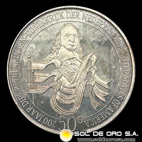 NA3 - HOLANDA - ANTILLAS HOLANDESAS - 50 GULDEN, 1982 - BEATRIX - MONEDA DE PLATA