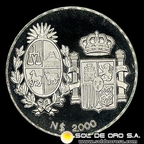 NA4 - URUGUAY - 2.000 NUEVOS PESOS, 1983  - VISITA DE LOS REYES DE ESPAÑA - MONEDA DE PLATA