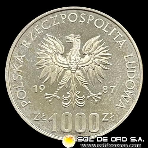 NA4 - POLONIA - 1000 ZLOTYCH, 1987 - OLIMPIADAS DE VERANO SEUL 1988 - MONEDA DE PLATA