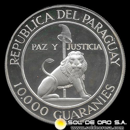 NUMIS - REPUBLICA DEL PARAGUAY - 10.000 GUARANIES, 1988 - PERIODO PRESIDENCIAL 1988-1993 - GENERAL ALFREDO STROESSNER - MONEDA CONMEMORATIVA DE PLATA