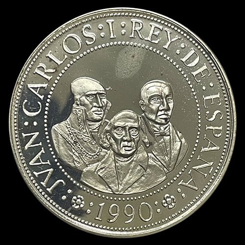 NA2 - ESPAÑA - 2.000 PESETAS - 1990 - HIDALGO, MORENO, JUAREZ - MONEDA DE PLATA