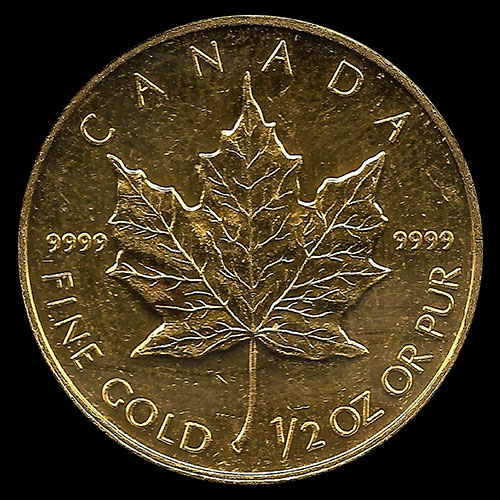 CANADA - HOJA DE MAPPLE 1 / 2oz, 20 DOLLARS - 1992 - MONEDA DE ORO