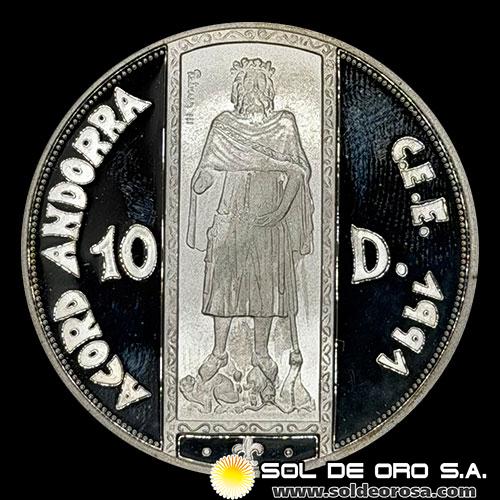 NA1 - ANDORRA - 10 DINERS, 1994 - PETER III - MONEDA DE PLATA
