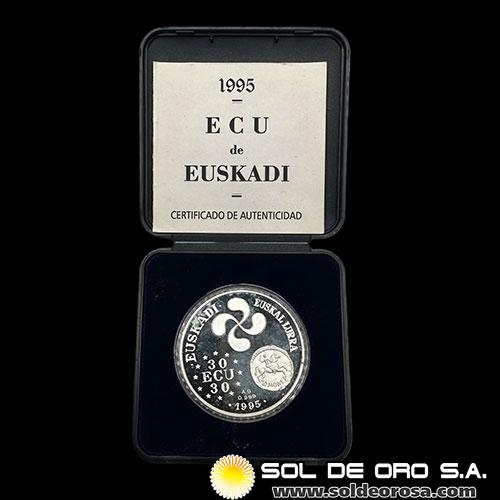 NA2 - ESPANHA - 30 ECU DE EUSKADI, 1995 - JUAN CARLOS I - MONEDA DE PLATA