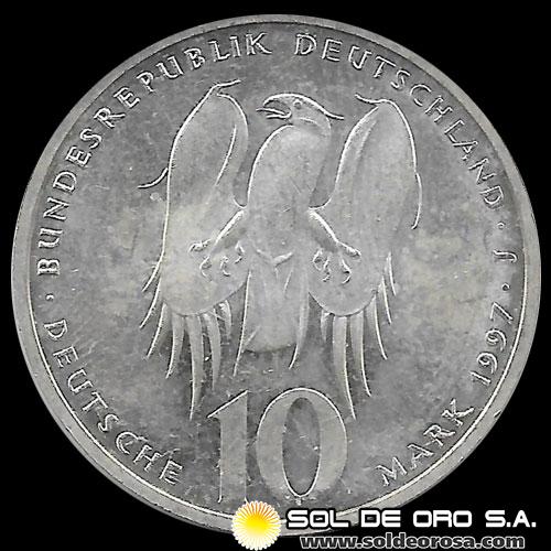 NA1 - ALEMANIA - GERMANY - FEDERAL REPUBLIC - 10 MARK / 10 MARCOS, 1997 - Subject: 500th Anniversary of Philipp Melanchthon - MONEDA DE PLATA 
