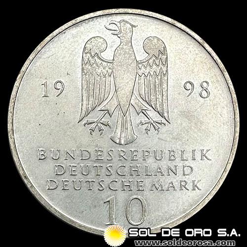 NA1 - ALEMANIA - 10 MARK - 1998.A - Subject: 300th Anniversary of the Francke Foundations in Halle - MONEDA DE PLATA