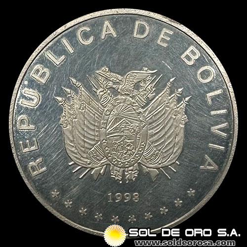 NA1 - BOLIVIA - 50 BOLIVIANOS, 1998 - 450 ANIVERSARIO DE LA PAZ - MONEDA DE PLATA