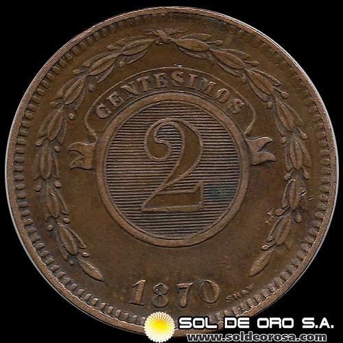 NUMIS - MONEDA DEL PARAGUAY - 2 CENTESIMOS - 1870 - MONEDA DE COBRE