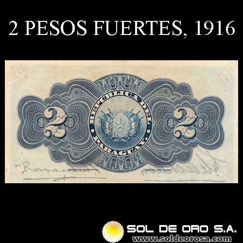 NUMIS - BILLETES DEL PARAGUAY - 1916 - DOS PESOS FUERTES (MC167.e) - FIRMAS: MACHAIN - GERONIMO ZUBIZARRETA - OFICINA DE CAMBIOS