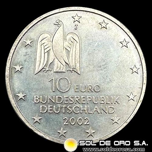 NA1 - ALEMANIA - 10 EUROS, 2002 - DOCUMENTA EXHIBITION OF CONTEMPORARY ART - MONEDA DE PLATA