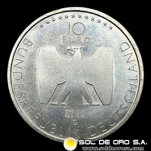 NA1 - ALEMANIA - 10 EUROS, 2002 - 50 YEARS OF GERMAN TELEVISION - MONEDA DE PLATA