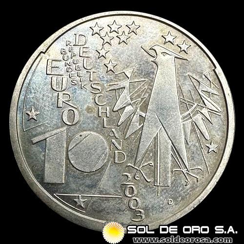 NA1 - ALEMANIA - 10 EUROS, 2003 - GERMAN MUSEUM MUNICH CENTENNIAL - MONEDA DE PLATA