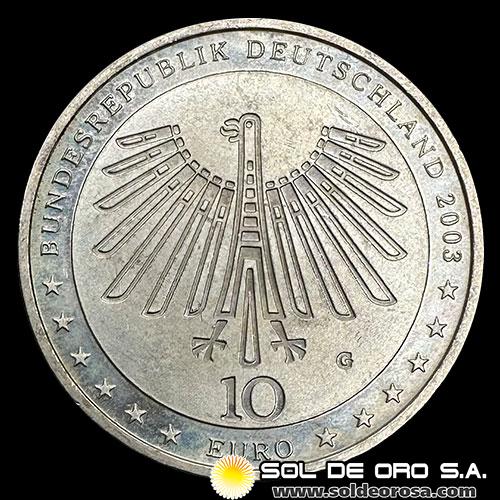 NA1 - ALEMANIA - 10 EUROS, 2003 - 200th BIRTHDAY OF GOTTFRIED SEMPER - MONEDA DE PLATA