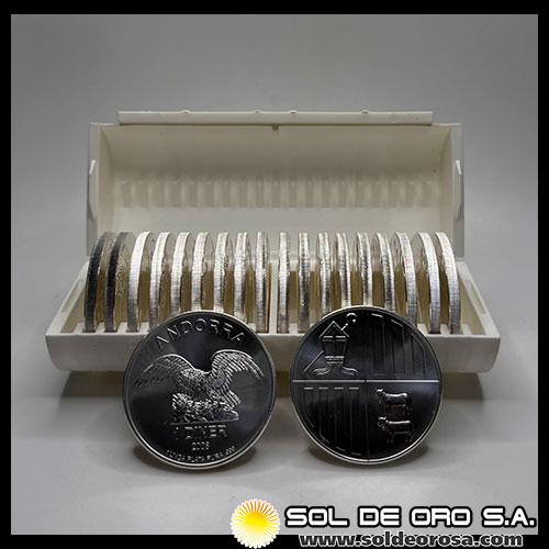 ANDORRA - 1 DINER, 2008 - TUBO DE 20 ONZAS DE PLATA PURA