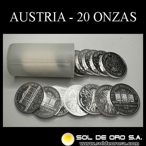 AUSTRIA - REPUBLIK OSTERREICH - 1,50 EURO, 2016 - TUBO DE 20 ONZAS DE PLATA 999