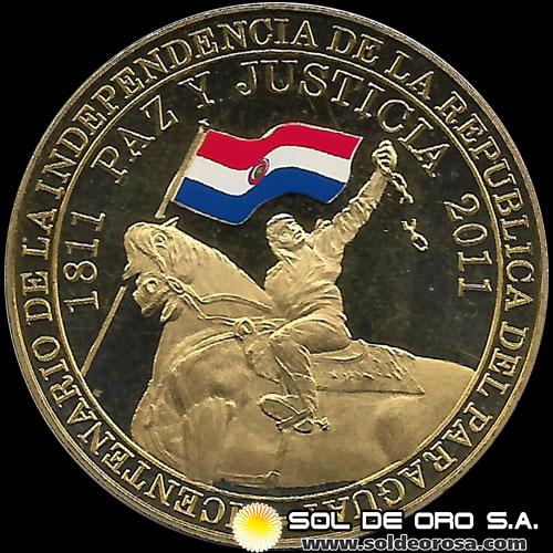 NUMIS - PARAGUAY - 100 GUARANIES, 1811 - 2011 - BICENTENARIO DEL PARAGUAY - MONEDA DE ORO NORDICO 