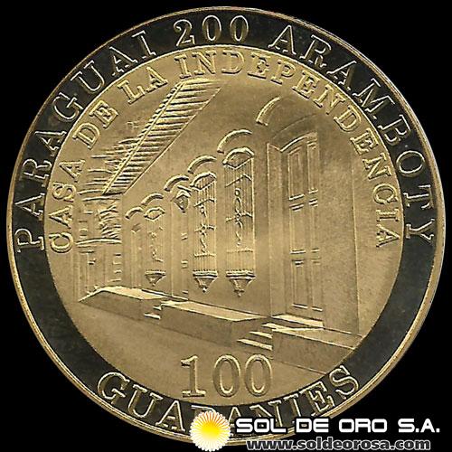 NUMIS - PARAGUAY - 100 GUARANIES, 1811 - 2011 - BICENTENARIO DEL PARAGUAY - MONEDA DE ORO NORDICO 