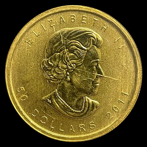 CANADA - HOJA DE MAPPLE 1 oz., 50 DOLLARS, 2011 - MONEDA / ONZA DE ORO 999