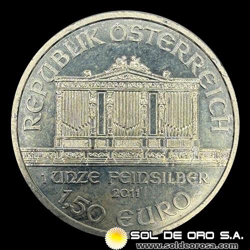 AUSTRIA - REPUBLIK OSTERREICH - 1,50 EURO, 2011 - MONEDA DE PLATA