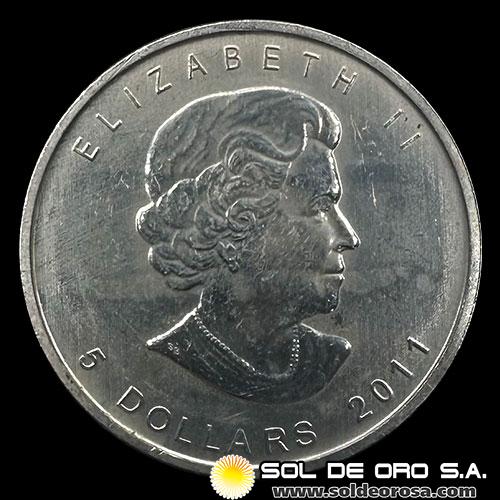 CANADA - 5 DOLLARS, 2011 - WOLF - ELIZABETH II - TUBO DE 25 ONZAS DE PLATA