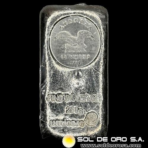 ANDORRA - 10 DINERS, 2012 - 250 GRAMOS - UMICORE SILVER COIN BAR