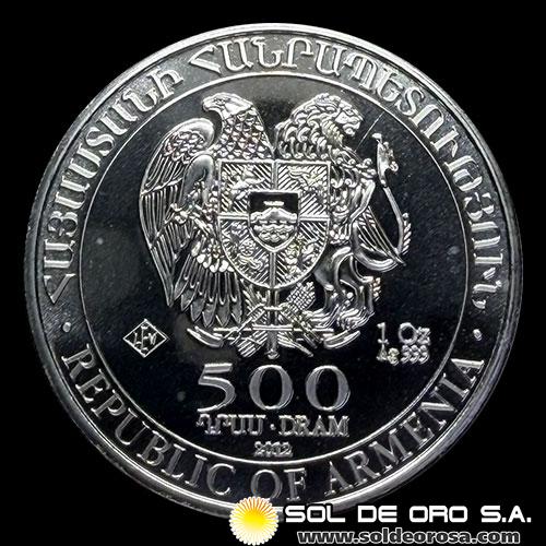 ARMENIA - 500 DRAM, 2012 - ARCA DE NOE - TUBO DE 20 ONZAS DE PLATA
