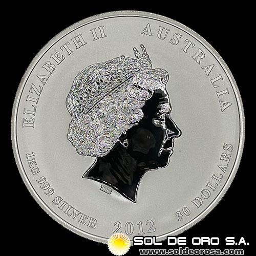 AUSTRALIA - 30 DOLLARS, 2012 - YEAR OF THE DRAGON - MONEDA DE PLATA