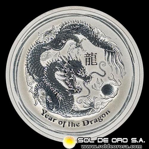 AUSTRALIA - 2 DOLLARS, 2012 - YEAR OF THE DRAGON - 2 OUNCES - MONEDA DE PLATA