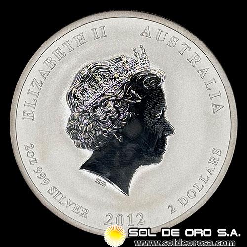 AUSTRALIA - 2 DOLLARS, 2012 - YEAR OF THE DRAGON - 2 OUNCES - MONEDA DE PLATA