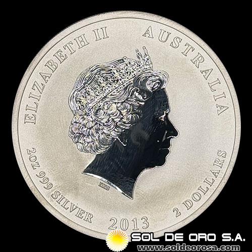 AUSTRALIA - 2 DOLLARS, 2013 - YEAR OF THE SNAKE - 2 OUNCES - MONEDA DE PLATA