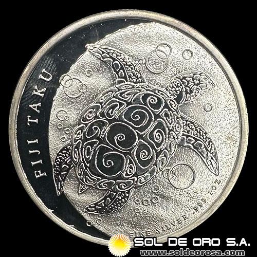 FIJI - 2 DOLLARS, 2013 - TURTLE - MONEDA DE PLATA