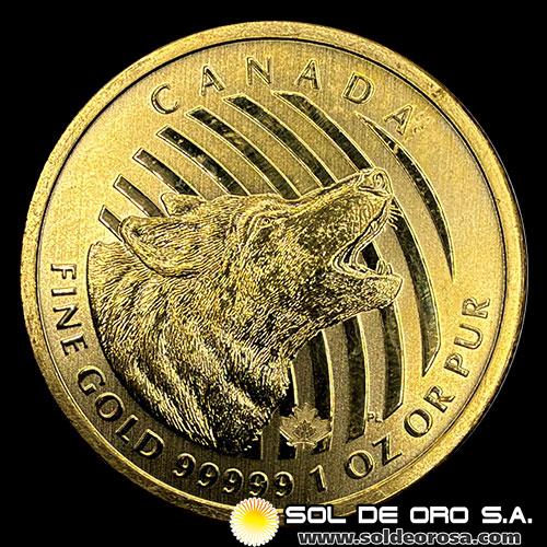 CANADA - 200 DOLLARS, 2014 - CANADIAN WOLF - MONEDA DE ORO