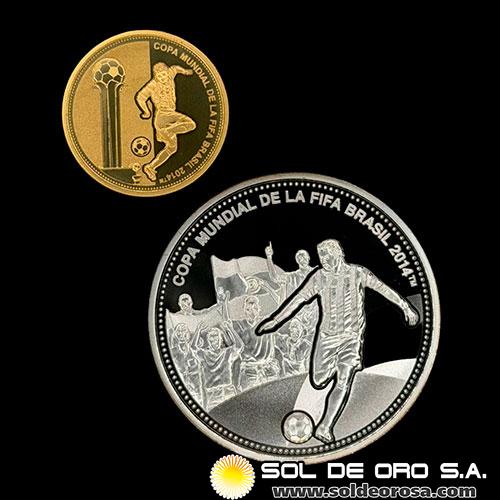 STAL - PARAGUAY - COPA MUNDIAL DE LA FIFA BRASIL 2014 - 1 GUARANI Y 1.500 GUARANIES, 2013 - MONEDAS CONMEMORATIVAS DE ORO Y PLATA