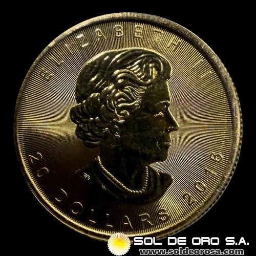 CANADA - 1/2 oz., 20 DOLLARS - 2016 - MONEDA DE ORO