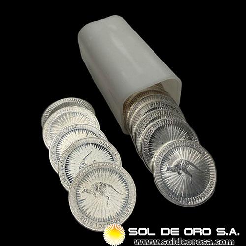 AUSTRALIA - 1 DOLLAR - AUSTRALIAN KANGAROO - TUBO DE 25 ONZAS DE PLATA