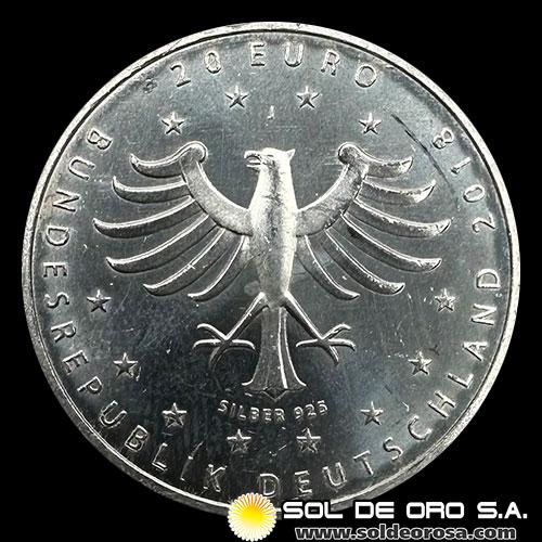 NA1 - ALEMANIA - 20 EUROS, 2018 - 800 YEARS OF HANSESTADT ROSTOCK - MONEDA DE PLATA