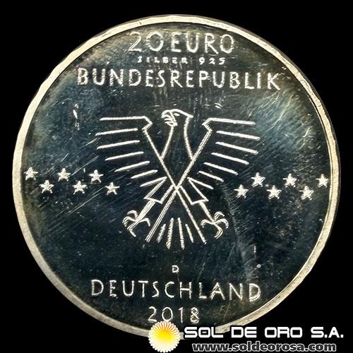 NA1 - ALEMANIA - 20 EUROS, 2018 - 100th ANNIVERSARY OF ERNST OTTO FISCHER - MONEDA DE PLATA