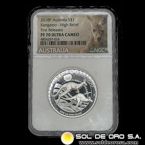 AUSTRALIA - 1 DOLLAR, 2018 - AUSTRALIAN KANGAROO - FIRST RELEASES - MONEDA DE PLATA