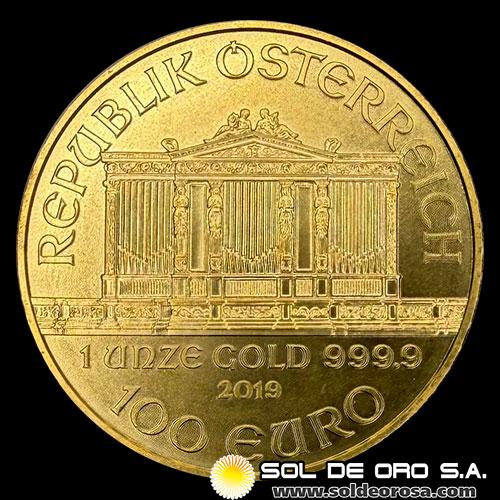 AUSTRIA - REPUBLIK OSTERREICH - 100 EURO, 2019 - MONEDA DE ORO